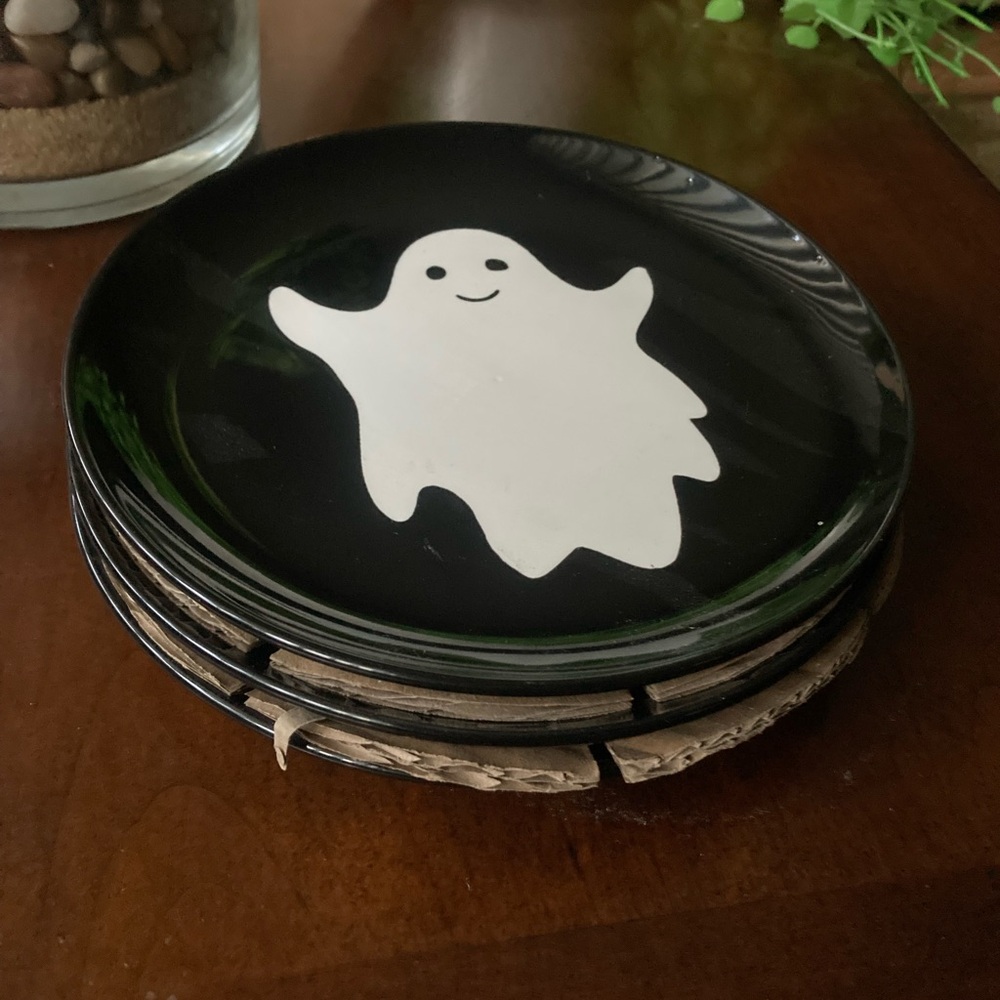 Ceramic Ghost Decor Plates - Set of 3
